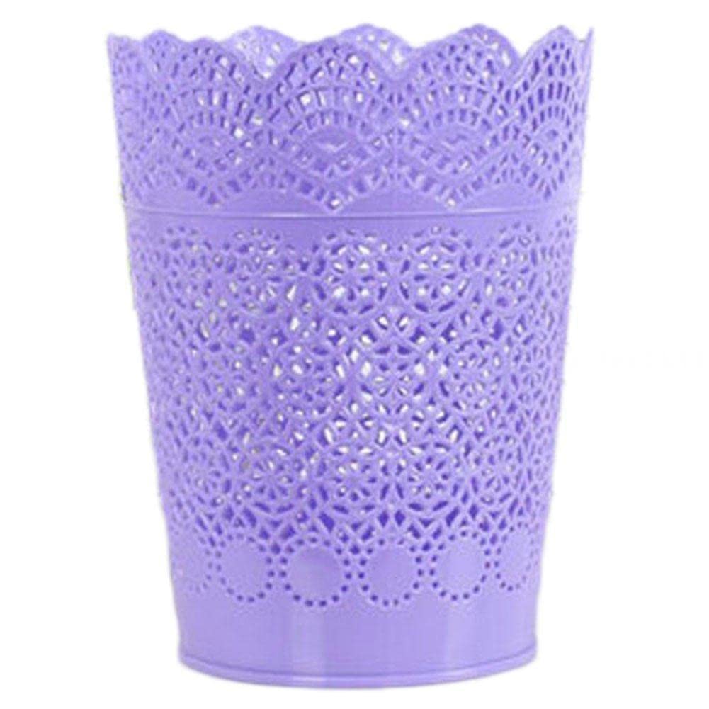 QinleePlastic Slim Oval Trash Can, Wastebasket, Garbage Container Bin for Bathroom, Bedroom, Home Office(Purple)