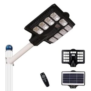 xlb-tynfd 800w solar street lights outdoor ip67 waterproof, 50000lm high brightness dusk to dawn led street light, with motion sensor and remote control, for parking lot, yard, garden, patio