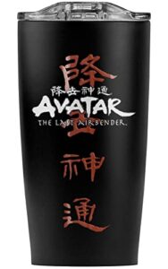 avatar the last airbender kanji logo stainless steel 20 oz travel tumbler, vacuum insulated & double wall with leakproof sliding lid