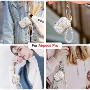 Cute Case Cover for AirPods Pro with White Pearl Wrist Keychain for Women Girls Kawaii Funny Mouse Unique Design Cover Glitter Bling Marble Shell Colorful Anime Soft Cover for AirPod Pro