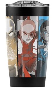 logovision avatar the last airbender triple bender stainless steel 20 oz travel tumbler, vacuum insulated & double wall with leakproof sliding lid