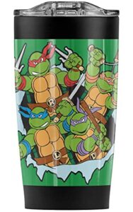 teenage mutant ninja turtles tmnt turtles and logo stainless steel 20 oz travel tumbler, vacuum insulated & double wall with leakproof sliding lid