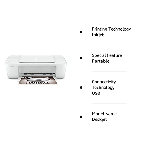 HP Deskjet 1255 Compact Wired Single-Function Color Inkjet Printer Portable Home Office Equipment, White - Print Only, USB Connectivity, 4800 x 1200 dpi, 8.5" x 14", Cbmou Printer_Cable