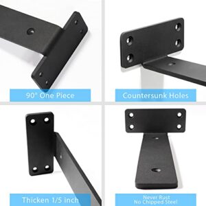 WEKIS Floating Shelf Bracket 12 Inch, Hidden Invisible L Shelves Brackets 6 Pack, Heavy Duty Cast Iron 1/5 Inch Metal Industrial Black Shelf Bracket Hardware Supports, Brackets for Shelves (12 inch )