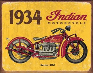 desperate enterprises 1934 indian motorcycle tin sign - nostalgic vintage metal wall décor - made in usa