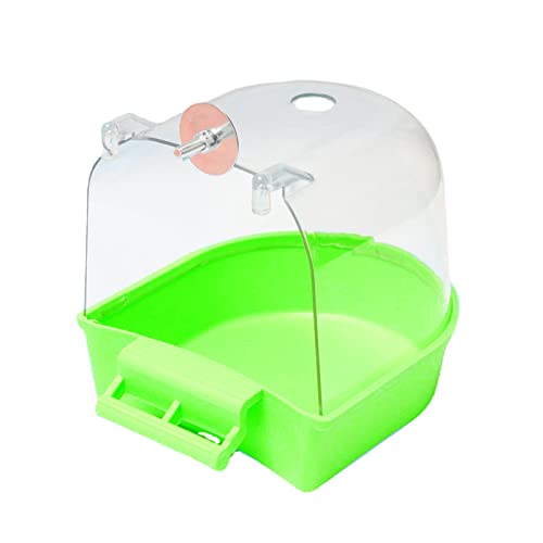 lamphle Parrot Bath Box Easy Installation Washing Dry Cleaning Lightweight Thicken Leak-Proof Parrot Bath Box for Lovebirds Green