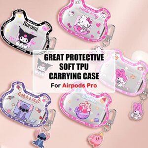 Cute Case for Airpods Pro Cover with Kawaii Blue Big Ear Dog Keychain for Women Girls Kid Funny Clear Protective Soft Silicone Cover Skin