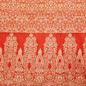 Peegli Vintage Orange Saree Woven Cloth 100% Pure Silk Fabric Art Craft Women Sari