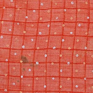 Peegli Vintage Orange Saree Bandhani Style Textile 100% Pure Silk Sari Recycled Fabric