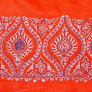 Peegli Vintage Orange Saree 100% Pure Silk Cloth Indian Embroidered Sari DIY Craft Fabric