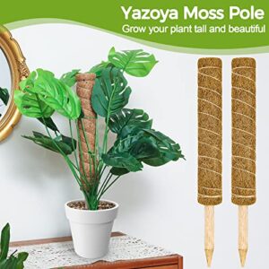 Yazoya Moss Pole 52.4 inches, 4pcs 17 inch Moss Pole for Plants Monstera, Moss Stick for Plants Support Extension to Grow Upwards, Coir Totem Pole for Climbing Plants with 65 feet Garden tie