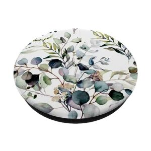 Eucalyptus green blossom flower leaves floral branches PopSockets Swappable PopGrip