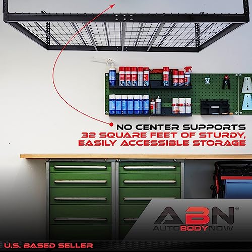 ABN Garage Shelving Ceiling Mounted Storage Racks - 4x8ft Ceiling Garage Storage System for Totes Decorations and More