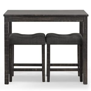 Roundhill Furniture Sora Wood 3-Piece Counter Height Dining Set, Gray