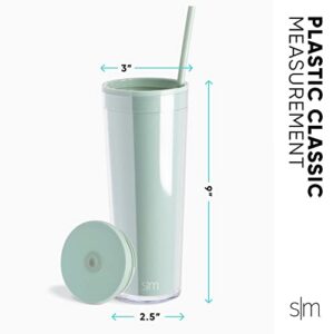 Simple Modern Plastic Tumbler with Lid and Straw | Reusable BPA Free Iced Coffee Cups Double Wall Smoothie Cup | Gifts for Women Men Him Her | Classic Collection | 24oz | Sherbet Swirl