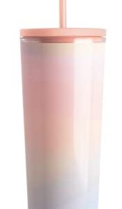 Simple Modern Plastic Tumbler with Lid and Straw | Reusable BPA Free Iced Coffee Cups Double Wall Smoothie Cup | Gifts for Women Men Him Her | Classic Collection | 24oz | Sherbet Swirl