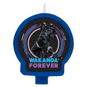 black panther wakanda forever birthday candle - 2 3/5" x 2 2/5" | multicolor | 1 pc.