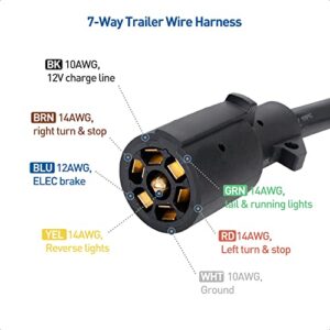 Cable Matters 7-Way Trailer Wire Harness 6ft with Junction Box for Trailer in Black - Inline Trailer Cord with 7-Gang Junction Box and 6 Feet Trailer Plug