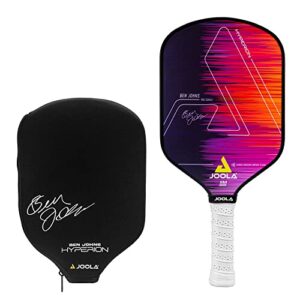 joola ben johns hyperion cas 13.5 pickleball paddle - carbon abrasion surface with high grit and spin, sure-grip elongated handle & 13.5mm polypropylene honeycomb core - comes with custom paddle cover