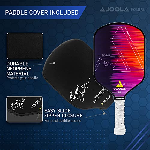 JOOLA Ben Johns Hyperion CAS 13.5 Pickleball Paddle - Carbon Abrasion Surface with High Grit and Spin, Sure-Grip Elongated Handle & 13.5mm Polypropylene Honeycomb Core - Comes With Custom Paddle Cover