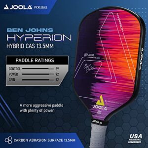 JOOLA Ben Johns Hyperion CAS 13.5 Pickleball Paddle - Carbon Abrasion Surface with High Grit and Spin, Sure-Grip Elongated Handle & 13.5mm Polypropylene Honeycomb Core - Comes With Custom Paddle Cover