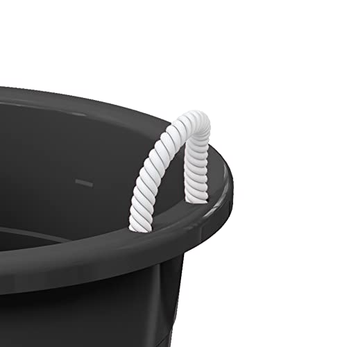 Life Story Large 17 Gallon Flexible Plastic Storage Bucket Container with Easy Grip Rope Handles for Indoor and Outdoor Storage, Black, 8 Pack