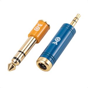 cable matters 2-pack headphone adapter kit with 1/4 to 3.5mm adapter and 3.5mm to 1/4 adapter (1/8 to 1/4 adapter, 1/4 to 1/8 adapter) in blue and orange