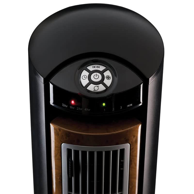 Lasko Wind Curve Tower Fan 42" with 3-Speed Sleep Mode and Remote Control, Black/Woodgrain, Ideal for Home and Office - T42050 (Renewed)