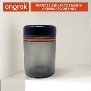 ONGROK Glass Storage Jar, 1L, Single Pack, Color-Coded Airtight Glass Containers, UV Herb/Spice Jar to with Child Resistant Lid, Perfect Size Jar to Store in a Drawer or Cupboard