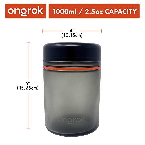 ONGROK Glass Storage Jar, 1L, Single Pack, Color-Coded Airtight Glass Containers, UV Herb/Spice Jar to with Child Resistant Lid, Perfect Size Jar to Store in a Drawer or Cupboard