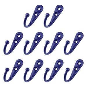 my mironey 10 pack blue coat hooks 1.73" x 0.51" zinc alloy wall mounted hanger hook hardware wall hooks for hanging coat, towel, key, hat, cap, cup