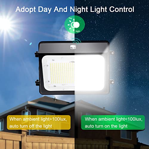 Bolumka 100W LED Wall Pack Light with Dusk-to-Dawn Photocell, IP65 Waterproof Security Flood Lights Outdoor, 5000K Daylight 13,500LM Super Bright 100-277V for Commercial Street & Area Lighting