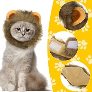2 Pieces Pet Lion Mane Wig Hat Costume for Kittens Small Cats Puppy Dogs Halloween Party Apparel Accessories Holiday Headwear Cosplay Dress up Clothes Pet Outfit Gifts for Cat Dog Lovers (Small)