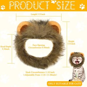 2 Pieces Pet Lion Mane Wig Hat Costume for Kittens Small Cats Puppy Dogs Halloween Party Apparel Accessories Holiday Headwear Cosplay Dress up Clothes Pet Outfit Gifts for Cat Dog Lovers (Small)