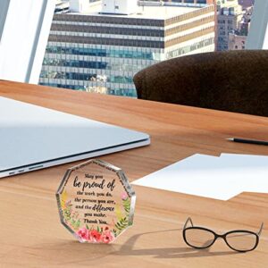 Thank You Gift for Women Inspirational Gifts Coworker Gifts Office Gift for Colleague Leaving Job Gifts Farewell Gift Appreciation Gifts for Friends Nurse Teacher Keepsake (Nonagon)