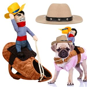 cowboy ride dog costumes for small medium large dogs knight style pet clothes and hat for halloween party cosplay costumes christmas clothing accessories (small)