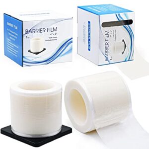keedolla clear barrier film tattoo plastic wrap adhesive tape sheets, 4" x 6" barrier tape dental perforated sheets protective pe film disposable - 2 rolls, 1 roll of 1200 sheets
