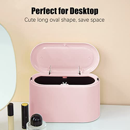 SHAIDOJIO Mini Trash Can, Desktop Wastebasket with Lid, Removable Small Garbage Can, Pop Up Tiny Countertop Trash Bin for Desk Office, Bedroom, Bathroom, Vanity, Coffee Bar Tabletop (Pink)