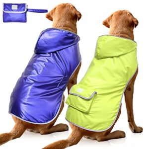 illumifun dog raincoat with hood - waterproof reversible dog coats, lightweight dog rain jacket for small medium large dogs (x-large)
