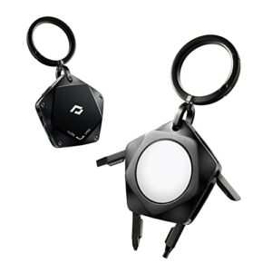 pitaka airtag holder with key ring, easy carrying airtag keychain with compact multi tools, [pitatag for multi-tool] stainless steel & silicone made