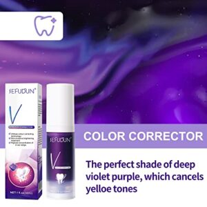 Whitening Toothpaste, Dental Colour Corrector, Purple Toothpaste for Teeth Whitening, Deeply Cleaning Gums, Stain Removal, Free of Peroxide, with Natural Formula, Not Causing Sensitivity 30ml