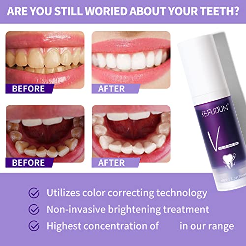 Whitening Toothpaste, Dental Colour Corrector, Purple Toothpaste for Teeth Whitening, Deeply Cleaning Gums, Stain Removal, Free of Peroxide, with Natural Formula, Not Causing Sensitivity 30ml