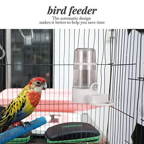 POPETPOP 2Pcs Automatic Bird Feeder, Bird Water Bottle Drinker Bird Cage Water Dispenser Clear Food Dispenser Container Set Hanging in Cage for Parrots Budgie Cockatiel Lovebirds