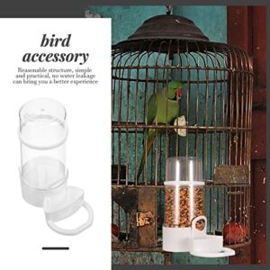 POPETPOP 2Pcs Automatic Bird Feeder, Bird Water Bottle Drinker Bird Cage Water Dispenser Clear Food Dispenser Container Set Hanging in Cage for Parrots Budgie Cockatiel Lovebirds