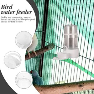 POPETPOP 2Pcs Automatic Bird Feeder, Bird Water Bottle Drinker Bird Cage Water Dispenser Clear Food Dispenser Container Set Hanging in Cage for Parrots Budgie Cockatiel Lovebirds