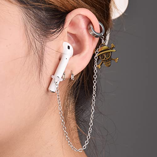 ZOA 1 Pair Earphone Anti Lost Earring Clip, Straw Hat Pirates Anime Anti Lost Earring, Creative Earring Clip Compatible with Airpods 2&1 3/Pro