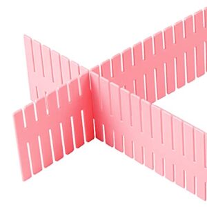 MANCHAP 56 PCS Adjustable Grid Drawer Organizer, DIY Drawer Divider, Plastic Drawer Separators for Kitchen Bedroom Office, Pink