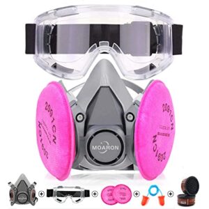 moaron reusable half facepiece, half facepiece with goggle, protection from dust and organic vapors, for painting, sanding, polishing, spraying, decorating