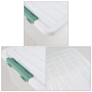 Buyitt 6-Pack 35 quart Large Plastic Storage Bin, Latching Box with Clear Base, White Lid and Green Latches