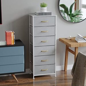 DHMAKER Fabric Dresser for Bedroom, Vertical Dresser with 6 Drawers, Storage Tower with Fabric Organizer, Tall Dresser, Dresser & Chests of Drawers for Closet, Nursery Hallway, Grey